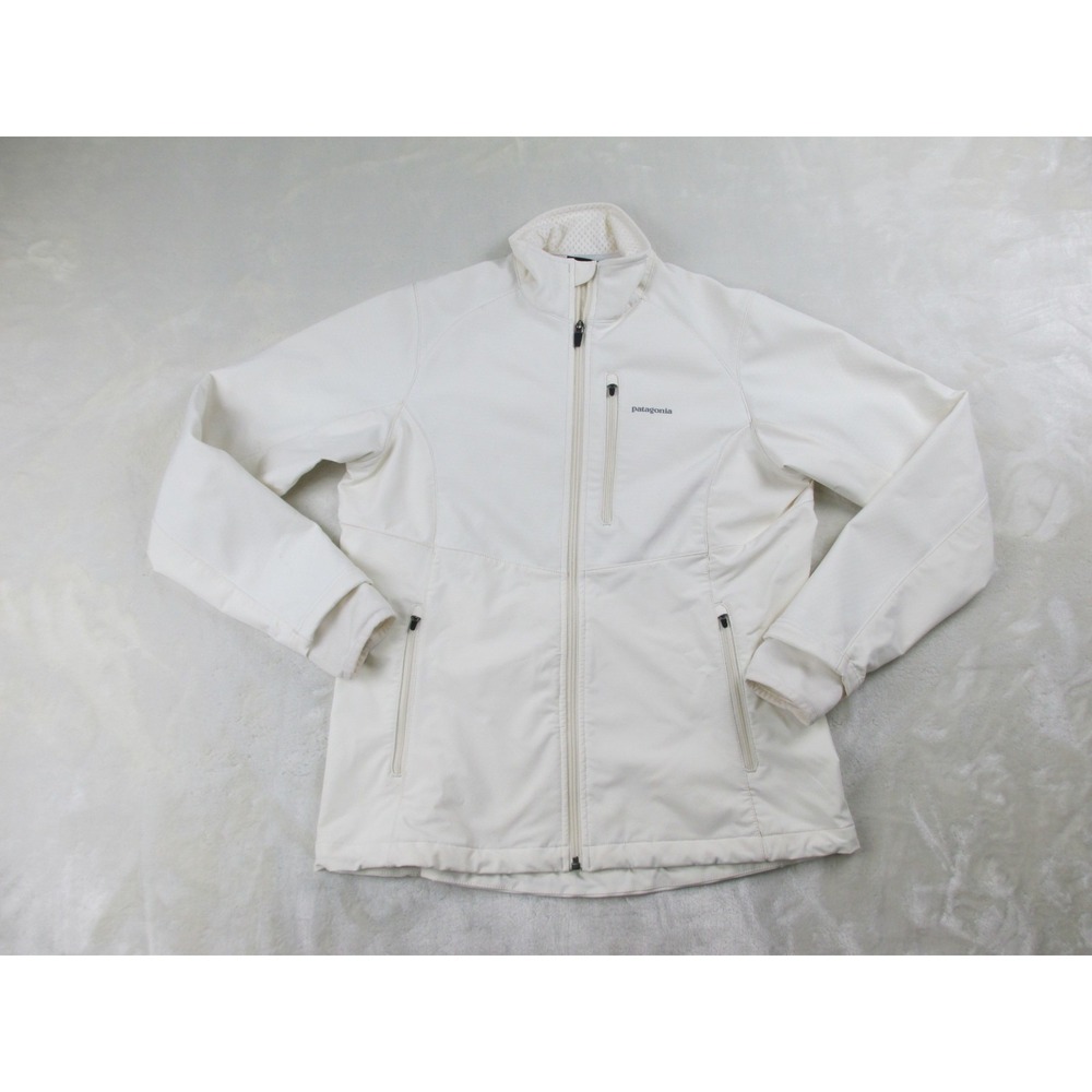 Patagonia Jacket Womens Medium White Polartec Power Dry Full Zip Soft Shell*